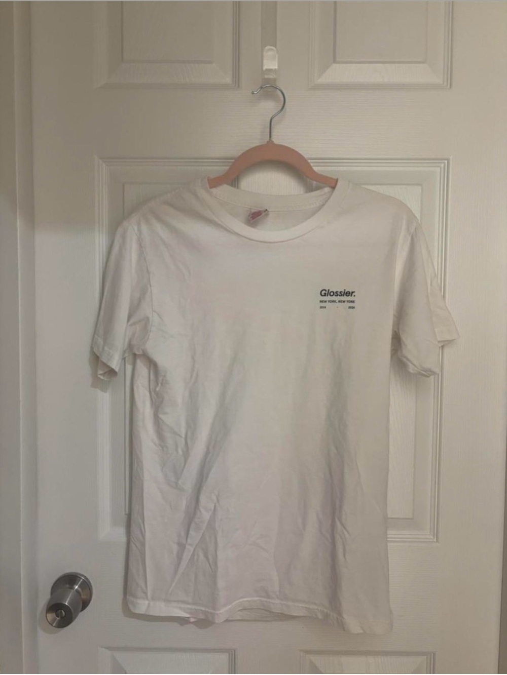 Limited edition Glossier 10th Anniversary Birthday Sticker graphic tee
